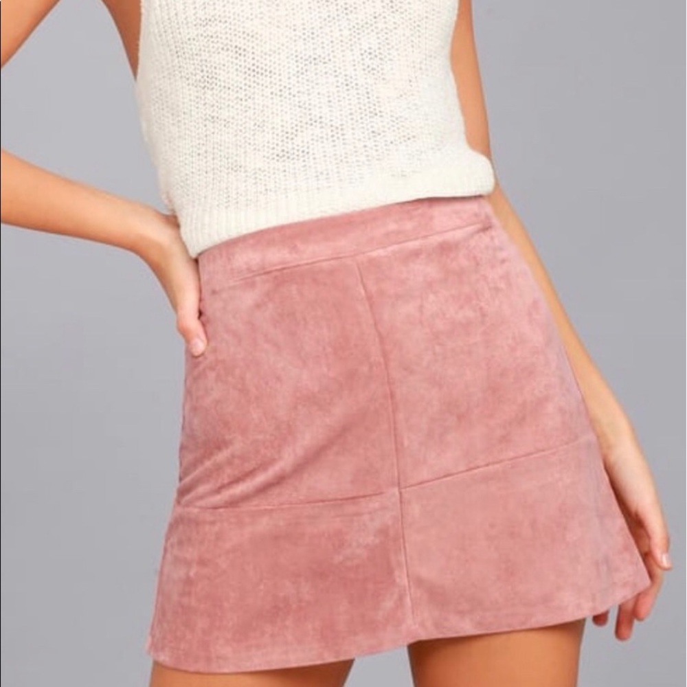 Pink suede skirt